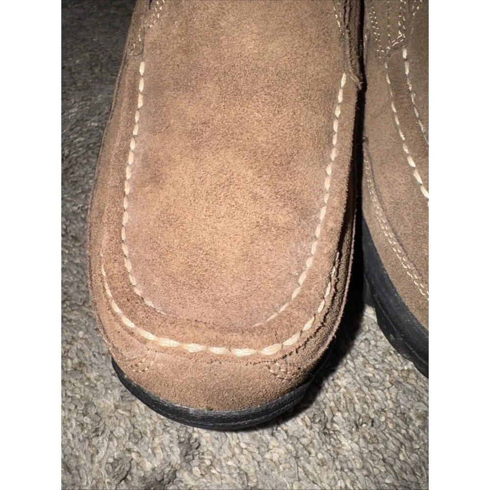 Men's Earth Shoe Moc Slip-on Comfort Dark Earth Brown Suede Sz 9.5 Mesa 6089665